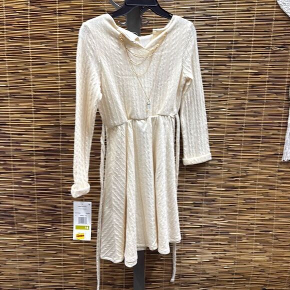 Rare Editions Big Girls Knit Fit and Flare Dress with Necklace, 2-Piece Set - Iv - Picture 2 of 3